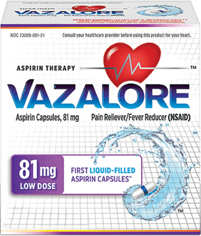 Front side of VAZALORE low dose box